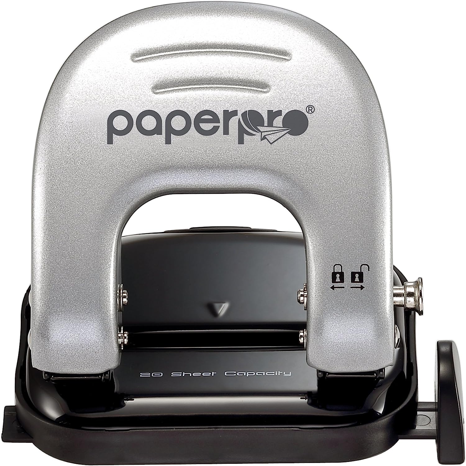 Bostitch Office EZ Squeeze Reduced Effort 2-Hole Punch, 20 Sheets, Locking Handle, Silver (2310) - Image 12
